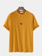 Mens Heart & Color Letter Embroidery Casual Short Sleeve T-Shirt - Orange