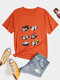 Camiseta gola careca plus size Panda manga curta - laranja