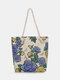 Women Canvas Shopping Bag Floral Pattern Printed Shoulder Bag Handbag Tote - #04