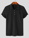 Mens Solid Rib-Knit Casual Short Sleeve Golf Shirt - Black