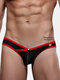 Men Patchwork Mesh Briefs Sexy Rivets Hipster Breathable Low Rise Underwear - Black