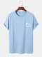 Camisetas masculinas de manga curta com estampa de rosto sorridente diariamente - Azul claro