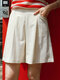 Pantalones cortos casuales de cintura alta plisados sólidos para mujer con bolsillo - Albaricoque