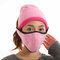 Men Women Winter Warm Windproof Multifunction Outdoor Cycling Ski Mouth Face Mask Beanie Scarf - Pink
