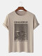 Mens Line Mountain Letter Print Cotton Daily Short Sleeve T-Shirts - Khaki