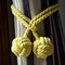 Curtain Tiebacks Hand Knitting Cord Rope Buckle Window Holdbacks with Double Balls 1 Pair - Yellow