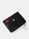 Women Pu Korean Card Bag Heart-shaped Multi Card Position Embroidered Thread Small Wallet Fashion Multifunctional Women's Wallet - Black