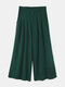 Casual Wide Leg Elastic High Waist Plus Size Pants for Women - Green