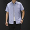 Japanese Large Size Striped Shirt Fashion Business Casual Men's Short-sleeved Shirt Men's Shirt - Sky Blue