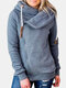 Solid Color Zip Front Casual Hoodie For Women - Blue