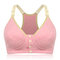 Maternity Front Button Wireless Cotton Soft Sleep Bra T-shirt Nursing Bra - Pink