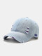 Unisex Denim Distressed Frayed Edge Stickerei Trendy Verstellbarer Outdoor-Sonnenschutz Peaked Caps Baseball Caps - lila