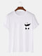 Mens 100% Cotton Panda Printed Casual Short Sleeve T-shirts - White