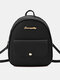 Women Faux Leather Fashion Mini Lightweight Multi-Pocket Backpack - Black