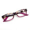 Women's Fashion Vintage Flower Resin PC High Definition Square Reading Glasses - Purple