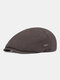 Men Ear Protection Winter Outdoor Solid Color Casual Universal Plus Thicken Beret Hat Flat Cap - Gray