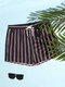 ChArmKpr Men Stripe Swim Trunks Drawstring Quick Drying Mini Shorts Running Lounge Shorts with Lining - Navy