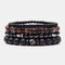 4 Pcs Men Vintage Casual Natural Volcanic Stone Hematite Wood Bead Bracelets - #01