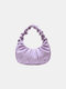 Women Solid Pleated Handbag Shoulder Bag - Purple
