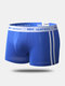Men Hipster Side Striped Boxer Briefs Cotton Comfortable U Pouch Contrast Color Underwear - Blue