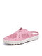 Women Casual Soft Round Toe Light Weight Hollow Out Stitching Backless Slipllers - Pink