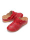 LOSTISY Sandálias de cunha esculpidas com cadarço de dedo do pé fechado confortável slip on cor sólida - Vermelho