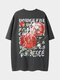 Men Floral And Gothic Letter Print T-Shirt - Dark Gray