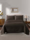 3PCS Embosses Pattern Solid Color Bedding Sets Bedspread Quilt Cover Pillowcase - Coffee