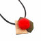 Trendy Brooch Necklace Leather Wool Pendant Necklace - Green