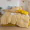 4Pcs Plaid Style Winter New Bedding Set Home Sheet Duvet Cover Pillow Case Double Single Size - Yellow