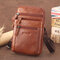 Men 6.3 Inch Phone Casual Genuine Leather Belt Phone Bag Crossbody Bag - Brown