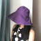 Women Summer Long Brim Foldable Fisherman's Hat Double-side Outdoor Beach Sun Protective Visor Cap - Purple