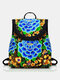 Vintage Embroidered Women Backpack Ethnic Travel Handbag Shoulder Bag - Blue