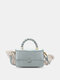 Women Faux Leather Casual Multi-Carry Solid Color Mini Handbag Crossbody Bag - Blue