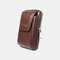 Men EDC Genuine Leather Retro 6.3 Inch Belt Phone Bag - Brown 1