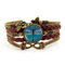Retro Amber Blue Dragonfly Braided Bracelet Time Gemstone Infinite Symbol Printed Leather Bracelet - Brown