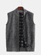Mens Wool Blends Fleece Lined Slim Fit Sleeveless Casual Wool Vests - Dark Gray