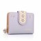 Women  PU Leather Multi-slots Short Wallet Card Holder Purse - Purple