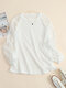 Lace Stitch Long Sleeve Solid Crew Neck Sweatshirt For Women - White