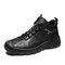 Men Rubber Toe Non Slip Lace-up Outdoor Hiking Boots - Black