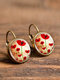Vintage Flower Pattern Women Earrings Glass Printed Pendant Earrings Ear Hooks - #14