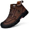 Men Stitching Handmade Non Slip Wearable Outdoor Casual Boots - Dark Brown