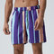 Men Striped Multi Color Wide Legged Quick Dry Board Shorts - Navy