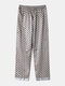 Geometric Print Faux Silk Smooth Pajamas Sleepwear Pants For Men - Silver