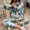 Women's Lace Loose Sweet Cute Long Sleeve Pajamas Suit - Green