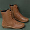 Large Size Zipper Mid Calf Solid Color Knight Boots - Brown