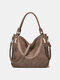 Women Vintage Brown Convertible Leather Shoulder Bag Crossbody Purse Diaper Bag Hobo Bag - Dark Gray