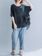 Contrast Color Plus Size Layered High-low Hem Chiffon T-shirt - Black