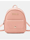 Women Faux Leather Fashion Mini Lightweight Multi-Pocket Backpack - Pink