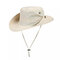 Mens Summer Cotton Visor Bucket Hats Fisherman Hat Outdoor Climbing Sunshade Cap - Beige